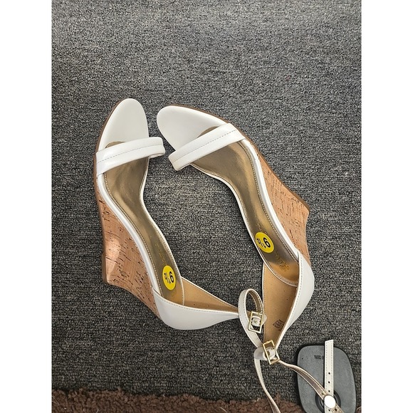 LILLY PULITZER WOMEN'S WEDGE SANDALS/SHOES JENNA 3" CORK HEEL WHITE LEATHER 9.5 - Picture 5 of 7